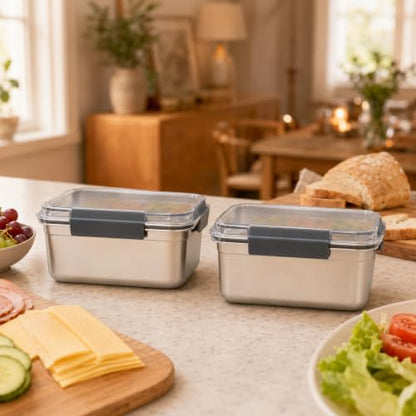 Cheese Container for Refrigerator,Cheese Stainless Steel Container with Lids,Deli Meat Saver, Non Toxic Airtight Storage Container for Stackable Sliced Grated,Shredded,Cheddar Cheeses Holder - size: Medium