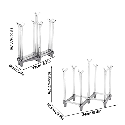 Retractable Bottle Drying Rack, Plastic Cup Drying Stand Holder, Countertop Bottle Drainer Stand, Non Slip Bottom Mug Tree Holder Tray, Drinking Glass Goblet Organizer for Home Kitchen (Light Gray)