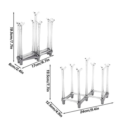 Retractable Bottle Drying Rack, Plastic Cup Drying Stand Holder, Countertop Bottle Drainer Stand, Non Slip Bottom Mug Tree Holder Tray, Drinking Glass Goblet Organizer for Home Kitchen (Light Gray)