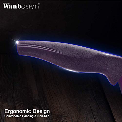 Wanbasion Purple Stainless Steel Knife Set, Sharp Kitchen Knife Set Professional, Kitchen Knife Set Dishwasher Safe with Covers for Cooking - color: Purple