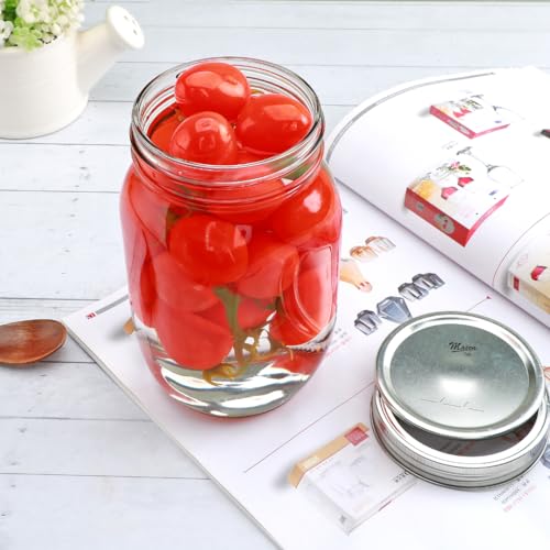 Wide Mouth Mason Jars Set, 32oz Clear Glass Jars 4-Pack for Storage, Overnight Oats, Snacks, Jam or Jelly,Canning,Fermenting,Pickling,DIY Projects…