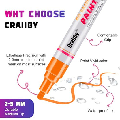 Purple Paint Markers, 24 Pack Oil-Based Waterproof Quick Dry Permanent Paint Pen Set for Rocks Painting, Wood, Fabric, Plastic, Canvas, Glass, Mugs, Metal, Tire, Stone, DIY Craft - color: Purple
