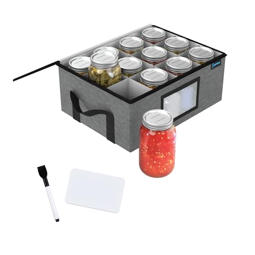 32 oz Quart mason jar storage containers, Sturdy Canning Jar Storage Containers Holds 12 Quart Ball Mason Jars, Foldable Canning Organizer, Stackable Home Storage Box with Lid & Label holder - size: Quart