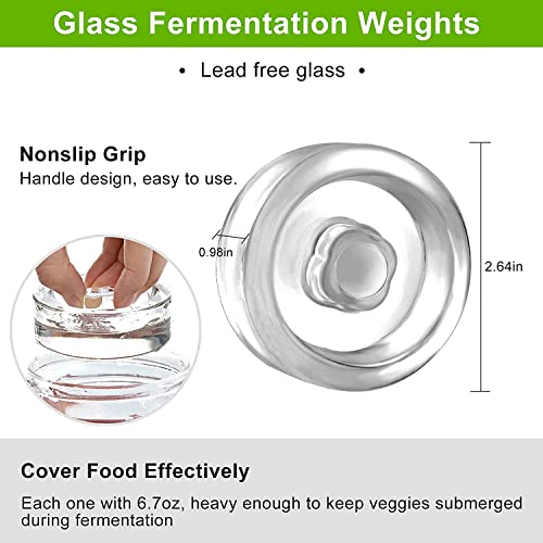 Samshow Fermentation Kit-4 Glass Fermentation Weights,4 Fermenting Lids,4 airlocks,4 Silicone Rings,5 Silicone Grommet for Wide Mouth Mason Jar for Sauerkraut,Vegetables and Other Fermented Food