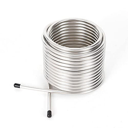 50' Mini Wort Chiller Coil Stainless Steel Home Brewing Beer Cooling Immersion, 1-3 Gallon Batch Immersion Wort Chiller, Leak Free Compression Barbs, Garden Hose Fitting Included
