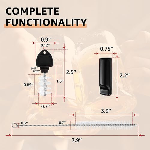 Beer Tap Plug Brush Beer Faucet Cap, 5pcs Beer Tap Plugs & 5pcs Rubber Draft Beer Faucet Covers & 1pcs Long Cleaning Draft Beer Plugs Tap Brush for Most Standard American Beer Faucets - size: 11 PCS