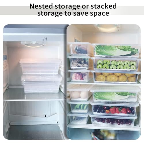 77L Food Storage Container, (3-Pack) Plastic Food Containers with Removable Drain Plate and Lid, Stackable Portable Freezer Storage Containers - Tray to Keep Fruits, Vegetables, Meat and More