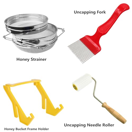 Honey Harvesting Beekeeping Starter Tool Kit, Set of 13,5 Gallon Plastic Honey Bucket Set for Beekeeping Supplies