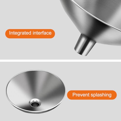 Serinar 2 Piece Small Stainless Steel Filling Mini Funnel, Flask Funnel, Large for Kitchen, Small for Flask, Essential Oil Delivery