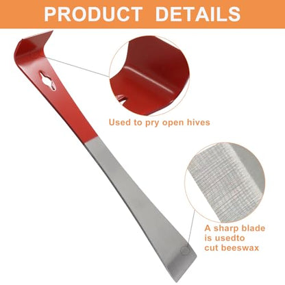 Murtenze 2PCS Hive Scraper Tools, Stainless Steel Frame Lifter J Hook Lightweight Scraper, Essential Equipment for Beekeepers