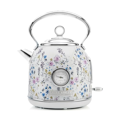 Laura Ashley Stainless Steel Electric Kettle 1.7 Liter - 1500W Rapid Boil Electric Kettles for Boiling Water - Electric Tea Kettles Automatic Shut Off - Overheat & Boil Dry Protection Cordless Kettle - color: Wild Meadow