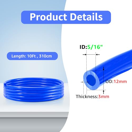10FT Kegerator CO2 Gas Line, 5/16" ID Keg Gas Line Blue Kegerator Lines Keg Keg Co2 Line Beer Gas Line with Hose Clamps for Draft Beer Home Brewing - size: 10FT