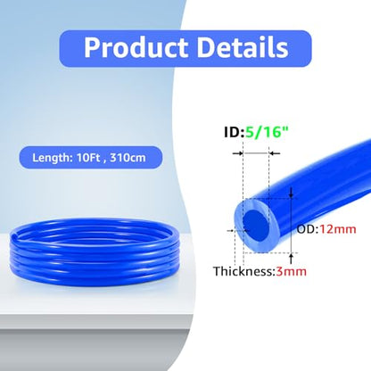 10FT Kegerator CO2 Gas Line, 5/16" ID Keg Gas Line Blue Kegerator Lines Keg Keg Co2 Line Beer Gas Line with Hose Clamps for Draft Beer Home Brewing - size: 10FT
