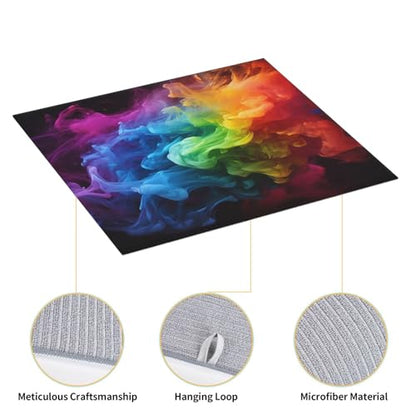 Rainbow smoke Print Dish Drying Mat for Kitchen Counter Ultra Absorbent Microfiber Dishes Drainer Mats Washable Drying Pads for Sinks 16 x 18 In - color: Rainbow Smoke
