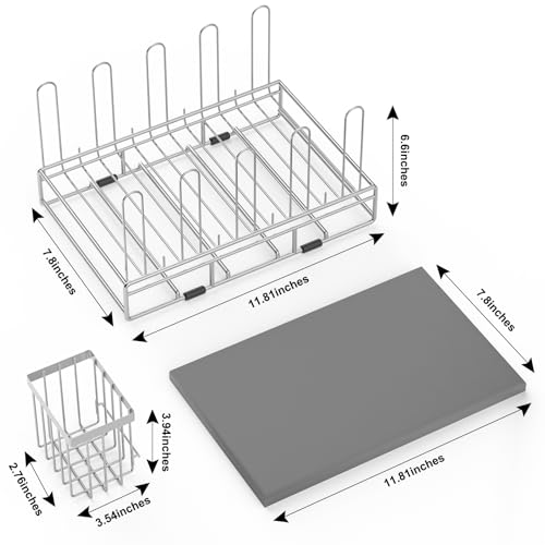 Baby Bottle Drying Rack Organizer Stainless Steel Large Countertop Glass Water Bottle Dryer Holder with Diatomite Stone Quick Dry Easy Clean and Brush Holder