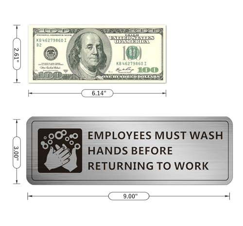 (4 PACK) Wash Rinse Sanitize Sink Labels Signs Stickers with Employees Must Wash Hands Sign, Self-adhesive Waterproof Aluminum Metal Sign for Restaurant Kitchen Sinks (9x3 inch, Brushed Aluminum) - color: Brushed Nickel/Black, size: 9" x 3"