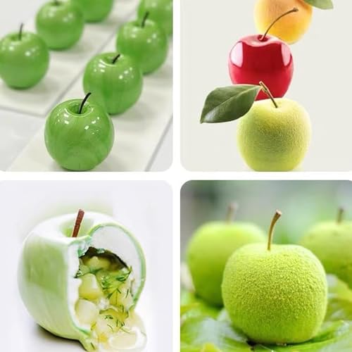 OCPO KITCHEN Apple Silicone Mold for Baking Mousse Cake Dessert Pastry Chocolate Fruit Pudding Jelly Ice Cream Christmas Cake Decoration Mold, Non-Stick and Easy Release, Apple Shape (8-Cavity) - style: Apple (8-Cavity)