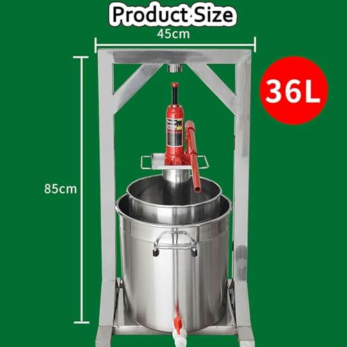 Fruit Press, 12/22/36l Fruit Wine Press, Manual Household Press, Stainless Steel Cider Press with Hydraulics, for Making Cider, Wine and Cider~/ - size: 36L