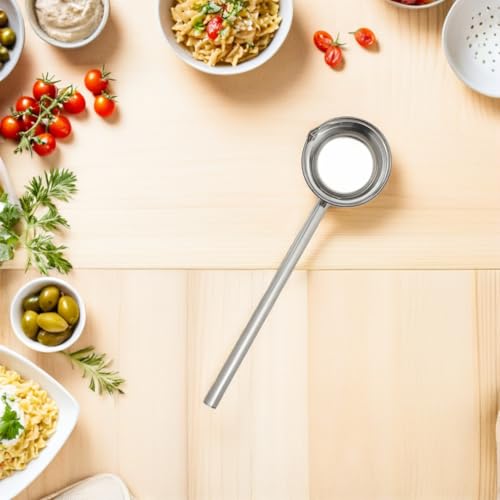 Stainless Steel Long Handle Ladle with Pour Spout 35cm Water Scoop Kitchen and Garden Watering Tool Sturdy Metal Water Dipper for Cooking and Outdoor Use