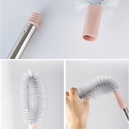 4 Pcs Water Bottle Brushes for Cleaning, 28.7'' and 25.5'' Stainless Steel Long Handle Brush for Cleaning 1 to 5 Gallon Buckets, Bendable Replaceable Head