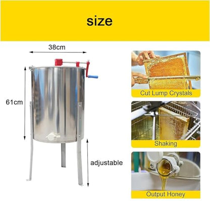 Honey Extractor 2/3/4 Frame Manual Stainless Steel Honeycomb Spinner Crank Honey Centrifuge Beekeeping Equipment(2frames) - color: 2frames