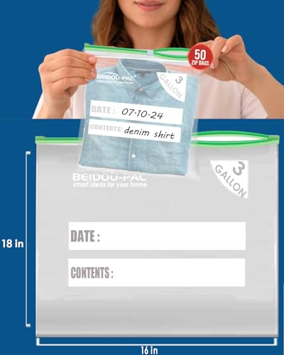 BEIDOU-PAC Combo Large Slider Storage Bags 80 Count, 2 Gallon & 3 Gallon Resealable Variety Pack With Organizer, Reclosable Clear Plastic Bags (Variety Pack) - style: Slider-2 in 1 dispenser