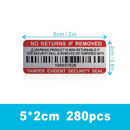 Tamper Evident Proof Barcode Stickers with Individual Serial Number Security Warranty Void Sticker,Sealing Label for Package(280pcs 2x0.8in Red Matte Silver) - style: 280pcs Red silver