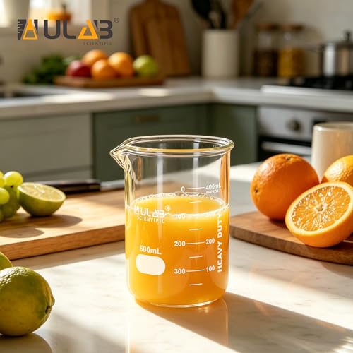 ULAB Scientific Glass Beaker Set, Vol. 200ml, 3.3 Borosilicate Griffin Low Form with Printed Graduation, Pack of 6, UBG1022 - style: Vol.200ml, Pack of 6
