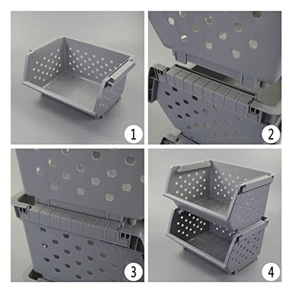Stackable Storage Bins for Pantry Organizers and Storage 3 Pack, Pantry Storage Basket for Office, Garage, Kitchen and Home Organization (Grey)