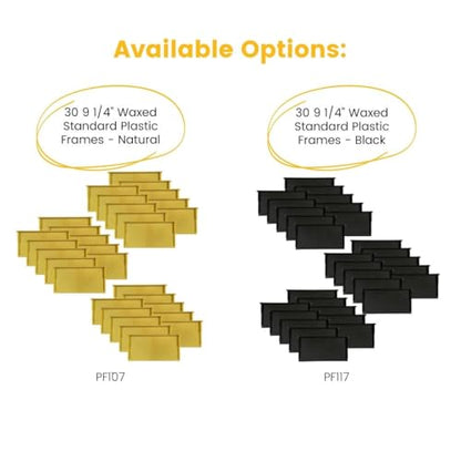 Waxed Plastic Frames for Beehives | Standard Size 9 1/8" Frames | Natural Color | Durable Beekeeping Supplies | Case of 30