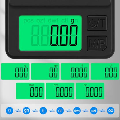 Digital Pocket Scale 1000g x 0.01g, Diyife Portable Precision Gram Scale Jewelry Scale with Protective Cover, Auto-Off, Backlit LCD, 7 Units Tare, for Food, Kitchen, Coffee, Battery Included | Jewelry Scale with Protective Cover, Auto-Off, Backlit LCD, 7