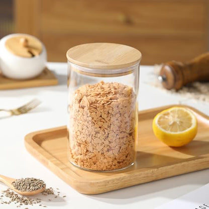 6-Pack Glass Storage Jars with Bamboo Lids Single 32 fl oz/950ml, Glass Canister Set, Airtight Containers for Kitchen Dry Goods, Coffee, Tea, Sugar,Flour,Candy, Cookie, Pasta - color: clear-round-6pcs-32oz