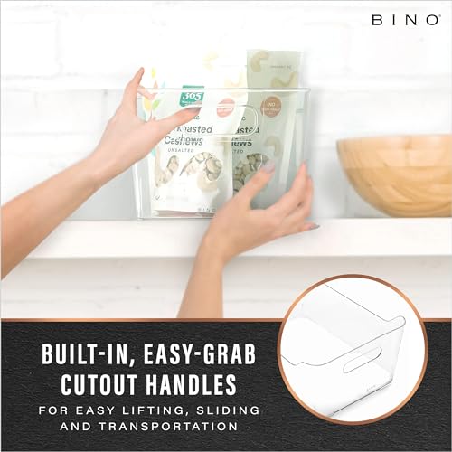 BINO | Plastic Organizer Bins, Small - 4 Pack | The SOHO Collection | Multi-Use Plastic Bin | Pantry & Freezer Organizer Bin | Storage Containers | Bins for Home & Kitchen Org - size: Small