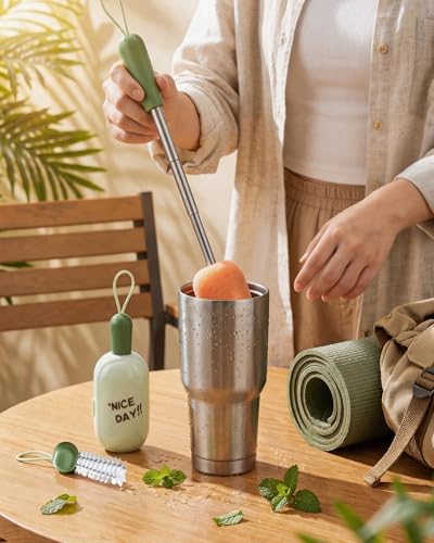 4-in-1 Portable Brush Cleaner Set - Water Bottle Cleaning Brush with Long Extendable Handle, Multi-Purpose Cleaning Tool for Travel Bottles & Tumblers, Compact Water Bottle Cleaner Brush Kit