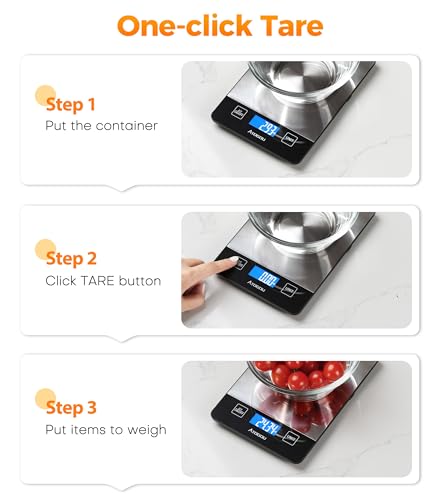 Atogou Food Scale - 33lb Digital Kitchen Scale Ounces Grams, Rechargeable & Full-View Display, Water-Resistant, Batteries or USB-C Charging, Stainless Steel, for Cooking, Meal Prep, Package (Black) - color: Black