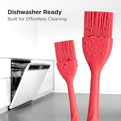 Kitchen Mama WaltzGrip 플래티넘 실리콘 베이스팅 페이스트리 브러시, 레드 | 내열성, 요리, 베이킹, 그릴링, 오일 또는 버터 스프레딩용, 식기세척기 사용 가능 - color: 레드