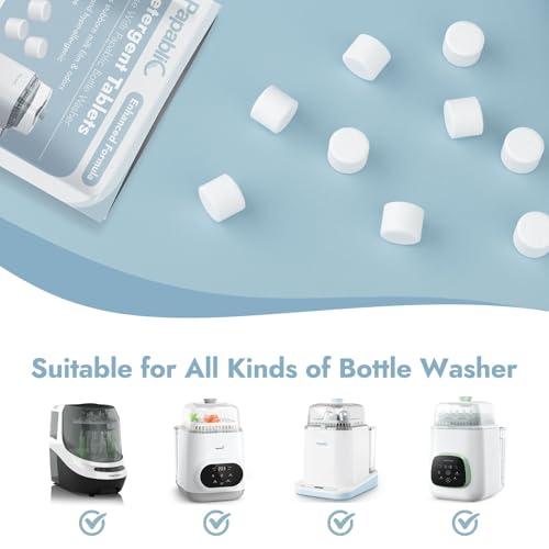 Papablic 60Pcs Official Detergent Soap Tablets for Baby Brezza, GROWNSY, Momcozy Bottle Washer Pro & Portable Bottle Warmer, Compact Travel-Friendly Packs Washing Block - size: 1 Count (Pack of 60)