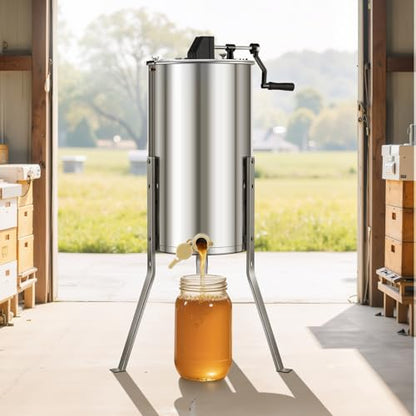 VEVOR Honey Extractor, 2 Frame Manual Honey Extractor with Transparent Lid, Stainless Steel Honeycomb Drum Spinner with Height Adjustable Stand,Honeycomb Extraction Centrifuge Equipment for Beekeeping - style: 2 Frame