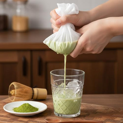 10 Pack Cheesecloth Bag for Straining, Reusable Nut Milk Bag | Nylon Mesh Straining Juicing Bag, 8 x 6In Drawstring Bags for Wine Strainer Fruit Juice Coffee Tea Yogurt Cheese Almond