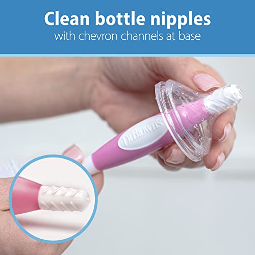Dr. Brown's Reusable Sponge Baby Bottle Cleaning Brush + Soft Touch Bottle Brush, BPA-Free, Pink, 2-Pack - color: Pink Variety Pack, size: 2-Pack