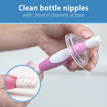 Dr. Brown's Reusable Sponge Baby Bottle Cleaning Brush + Soft Touch Bottle Brush, BPA-Free, Pink, 2-Pack - color: Pink Variety Pack, size: 2-Pack