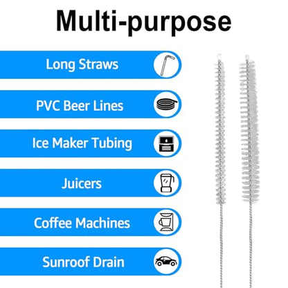 40 Inches Extra Long Straw Cleaner Brush - Long Pipe Cleaners, Long Tube Cleaning Brush for Cleaning Straw, PVC Keg Lines, Kegerator, Feeding Tube, Sunroof Drain (4PCS, White)