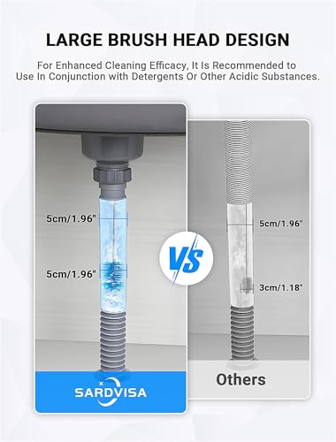 SARDVISA Flexible Long Drain Brush Tool with Large Double Elastic Nylon Ends, Stainless Steel Tube Cleaner Brush for Kitchen, Sink, Drain Pipe, and Long Pipe Cleaning, 2 Straw Cleaning Brushes - size: Large clean brush
