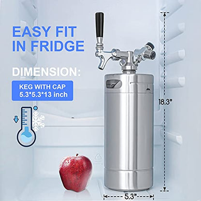 Gancowise 128OZ Mini Keg Growler, Pressurized Home Dispenser System with Self-Closing Design Faucet Keeps Carbonation and Fresh for Homebrew, Craft and Draft Beer - size: 128oz