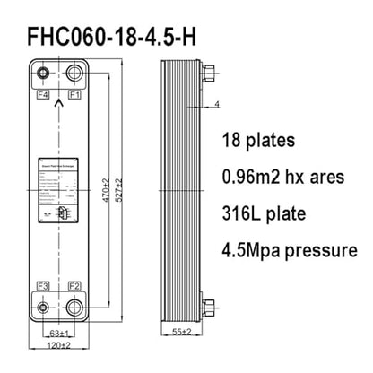 Female Thread Plate Wort Chiller Version 0.96m2 316L Stainless Steel 18 Plates Brazed Plate Heat Exchanger Instead SWEP Heat Exchanger(H16 2) - color: H16 2