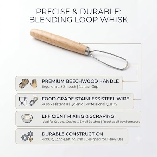Jar Whisk | Stainless Steel with Wooden Handle | For Sourdough Starter, Peanut Butter, Almond Butter, Cashew Butter, Protein Shakes, Tahini, Yogurt, Sauces, Jams and Jellies, Honey and Pancake Batter - size: 5.5 inches Whisk Head, 13 inches total