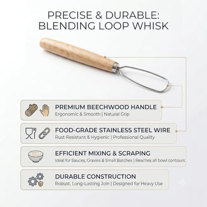 Jar Whisk | Stainless Steel with Wooden Handle | For Sourdough Starter, Peanut Butter, Almond Butter, Cashew Butter, Protein Shakes, Tahini, Yogurt, Sauces, Jams and Jellies, Honey and Pancake Batter - size: 5.5 inches Whisk Head, 13 inches total