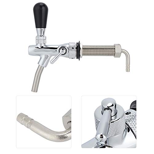 Beer Faucet Beer Tap Adjustable Draft Faucet G5/8in Thread Long Shank Keg Control Switch Stainless Steel Brass for Home Brewing Keg Party Restaurant Dispenser
