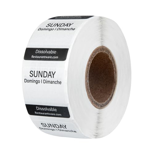 Restaurantware RW Smart 1 Inch x 1 Inch Food Rotation Labels 3500 Dissolvable Food Safety Labels - Premium Trilingual Paper Day Of The Week Labels For Food Storage Or Prep Weekly - style: 7-Day