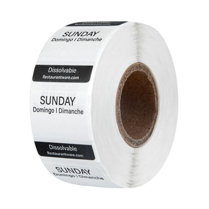 Restaurantware RW Smart 1 Inch x 1 Inch Food Rotation Labels 3500 Dissolvable Food Safety Labels - Premium Trilingual Paper Day Of The Week Labels For Food Storage Or Prep Weekly - style: 7-Day